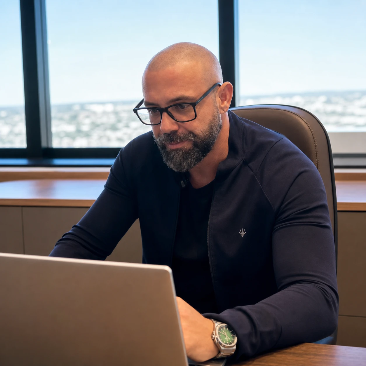 Adriano Castelucci concentrado em seu trabalho no consultório